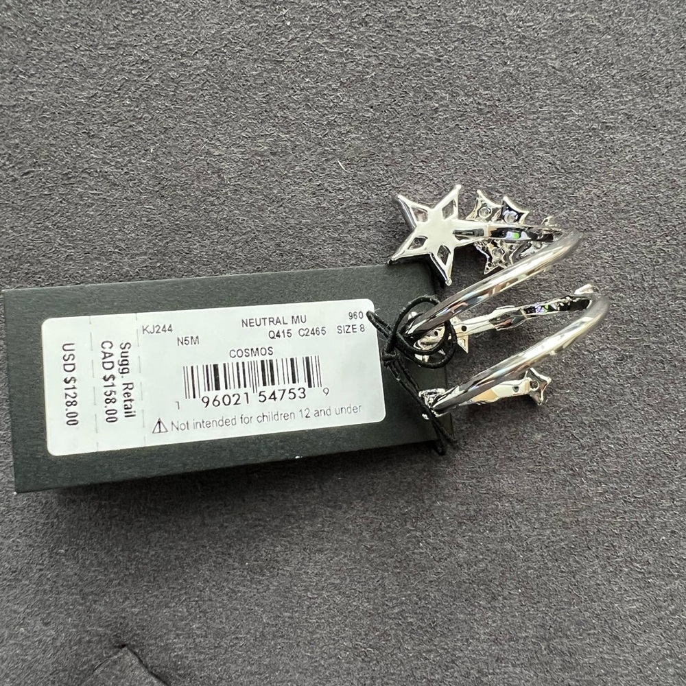 NWT Kate Spade Wrap Ring Cosmos, style KJ244, Size 8, Clear Crystals on Silver - Picture 7 of 8